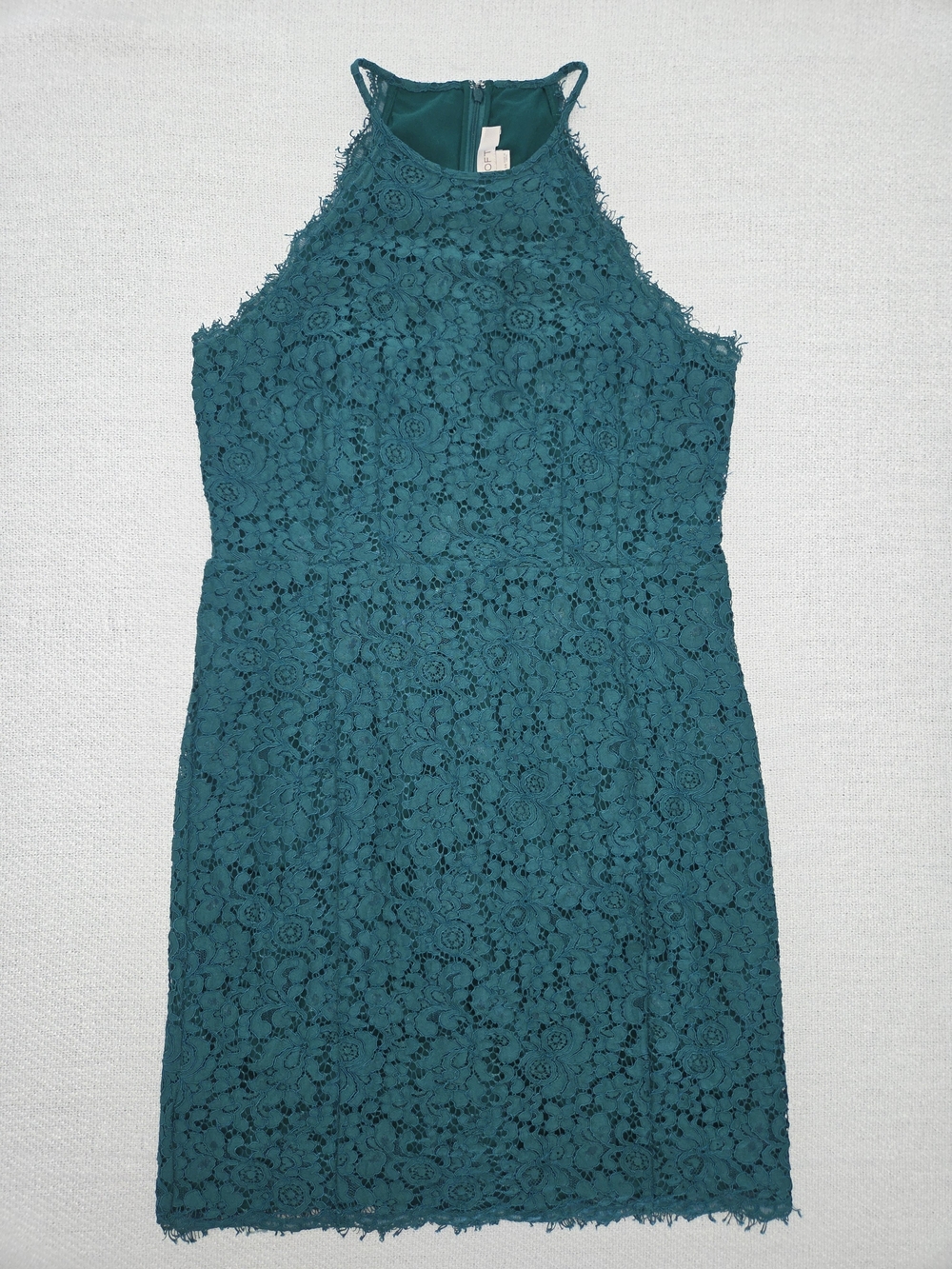 LOFT Green Lace Halter Mini Dress
